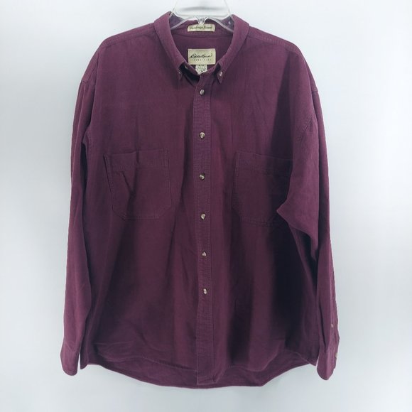Eddie Bauer Mens Bainbridge flannel purple heavyweight Button Down Sz XL - Picture 1 of 8